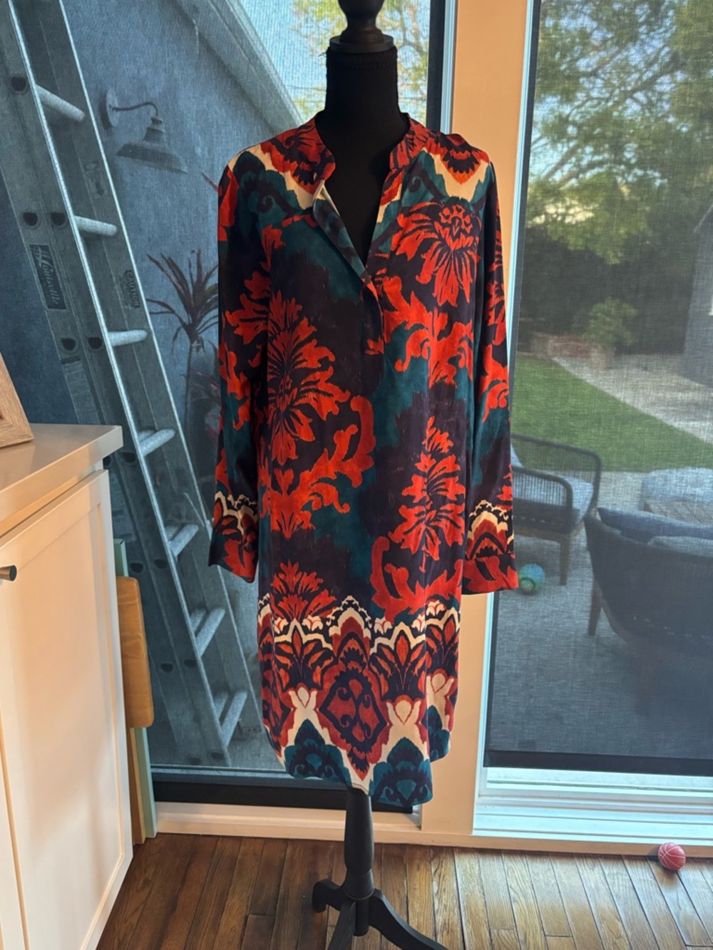 la fée maraboutée Viscose Blouse - Teal & Rust Floral Print